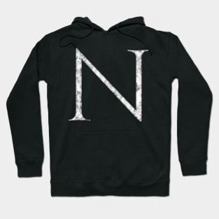 N in Roman White Marble Latin Alphabet Letter Sticker Hoodie